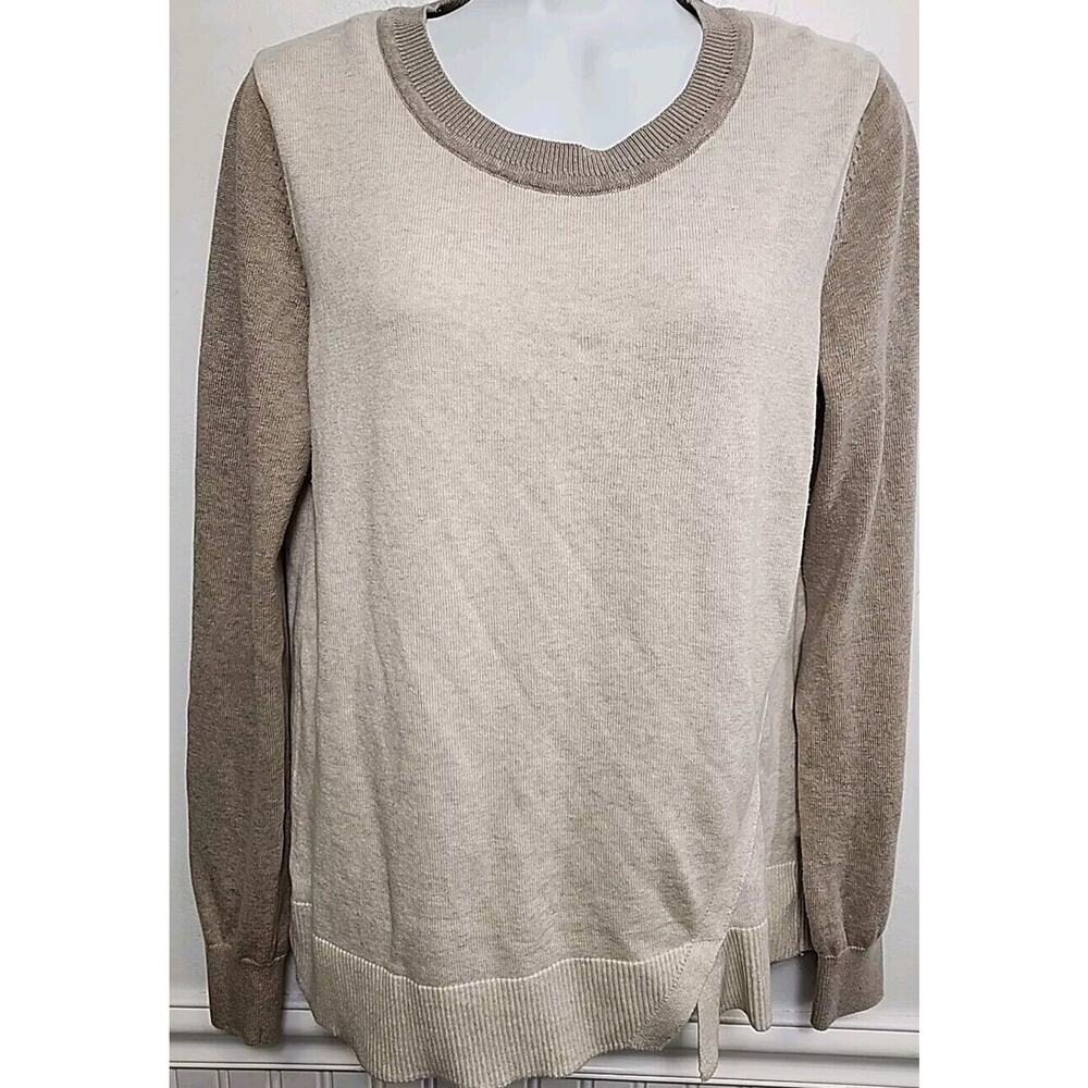 Prana Sweater Women’s Size M Beige Lightweight Pullover L/S Round Neck Knit